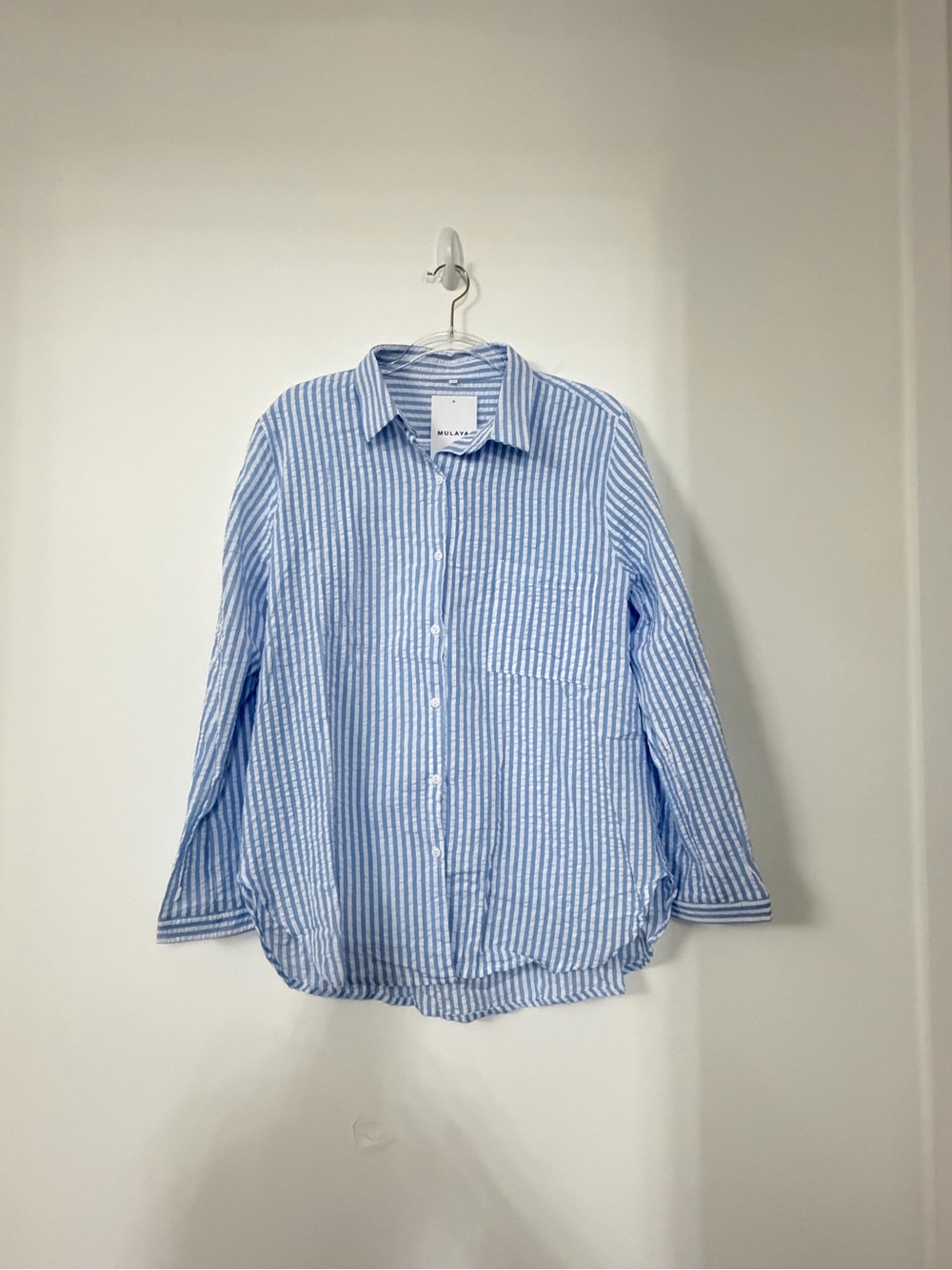 Striped Blue & White Button-Down Shirt - Relaxed Women's Fit